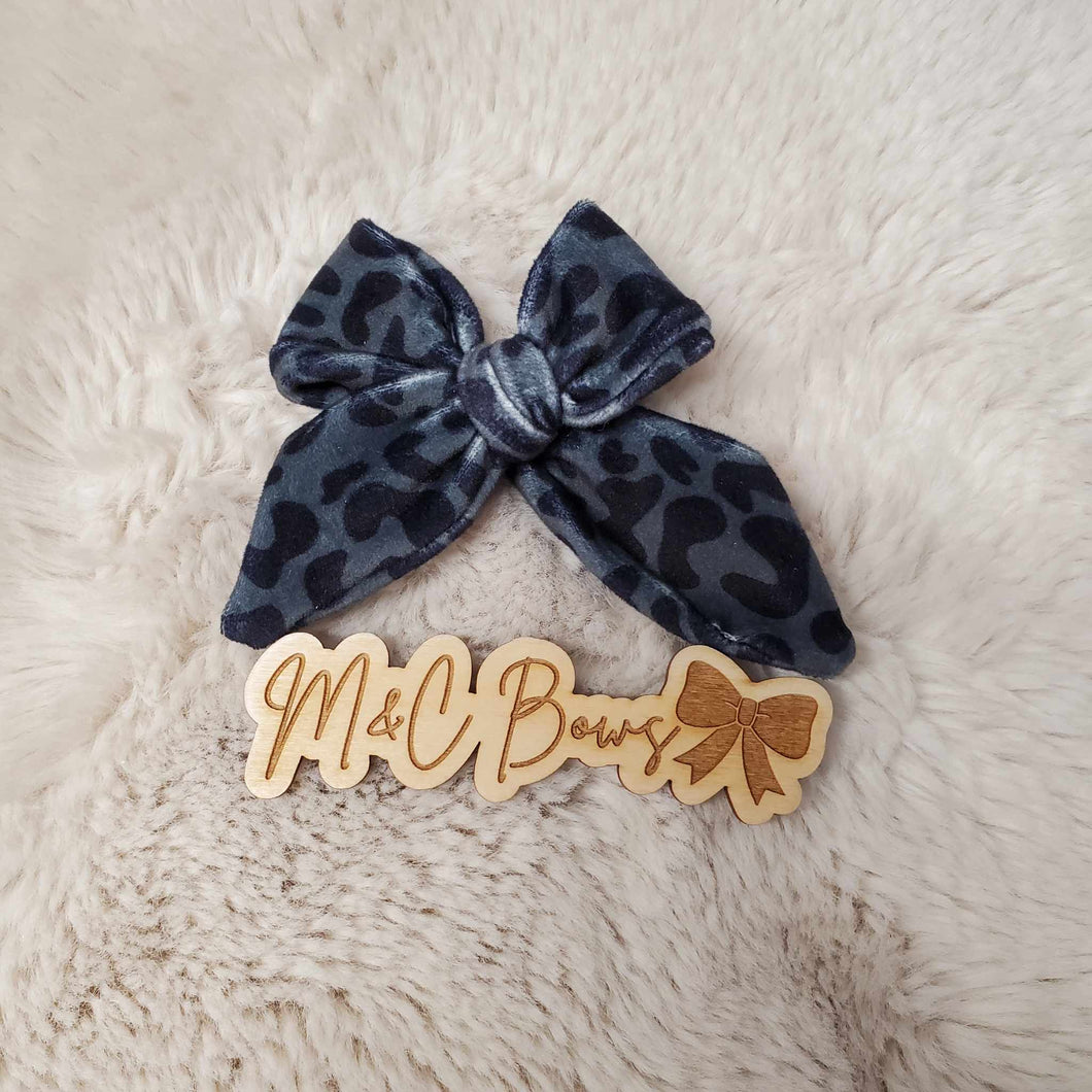 Midnight Leopard Velvet Sailor Bow