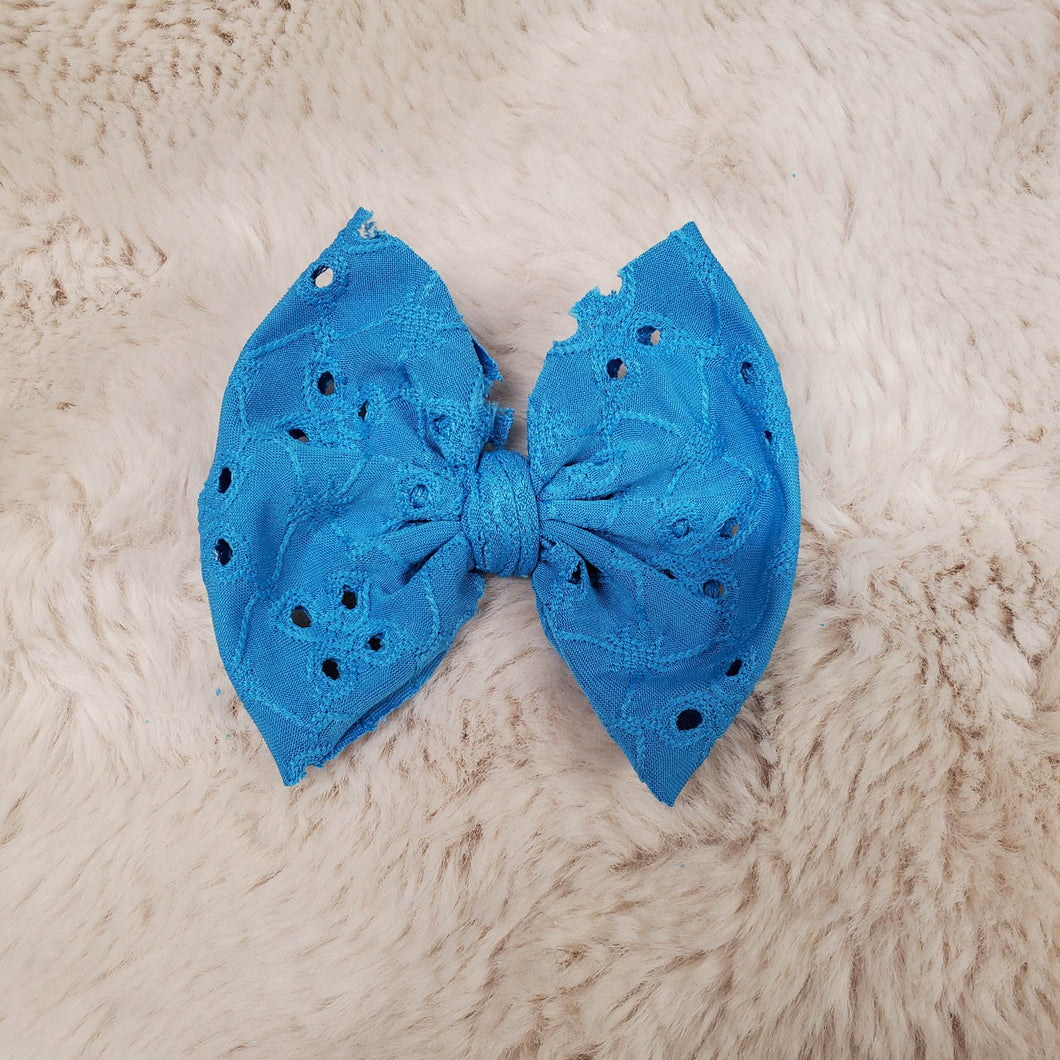 Ocean Blue Eyelet Bow