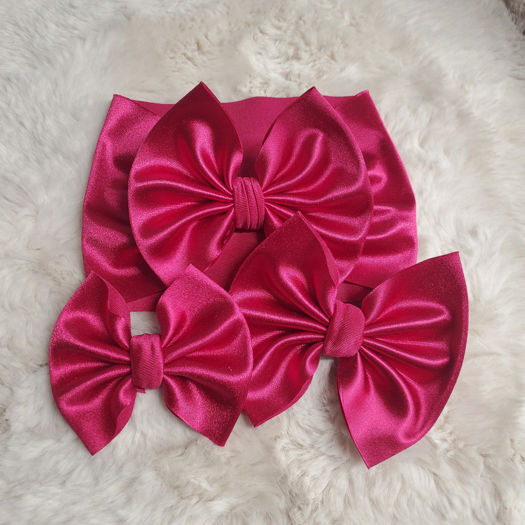 Hot Pink Satin Top Knot